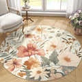 jinchan Round Rug 4ft Area Rug Indoor Floral Circle Rug 4' Round Washable Rug Modern Rug Oriental Flower Print Rug Non Slip Carp