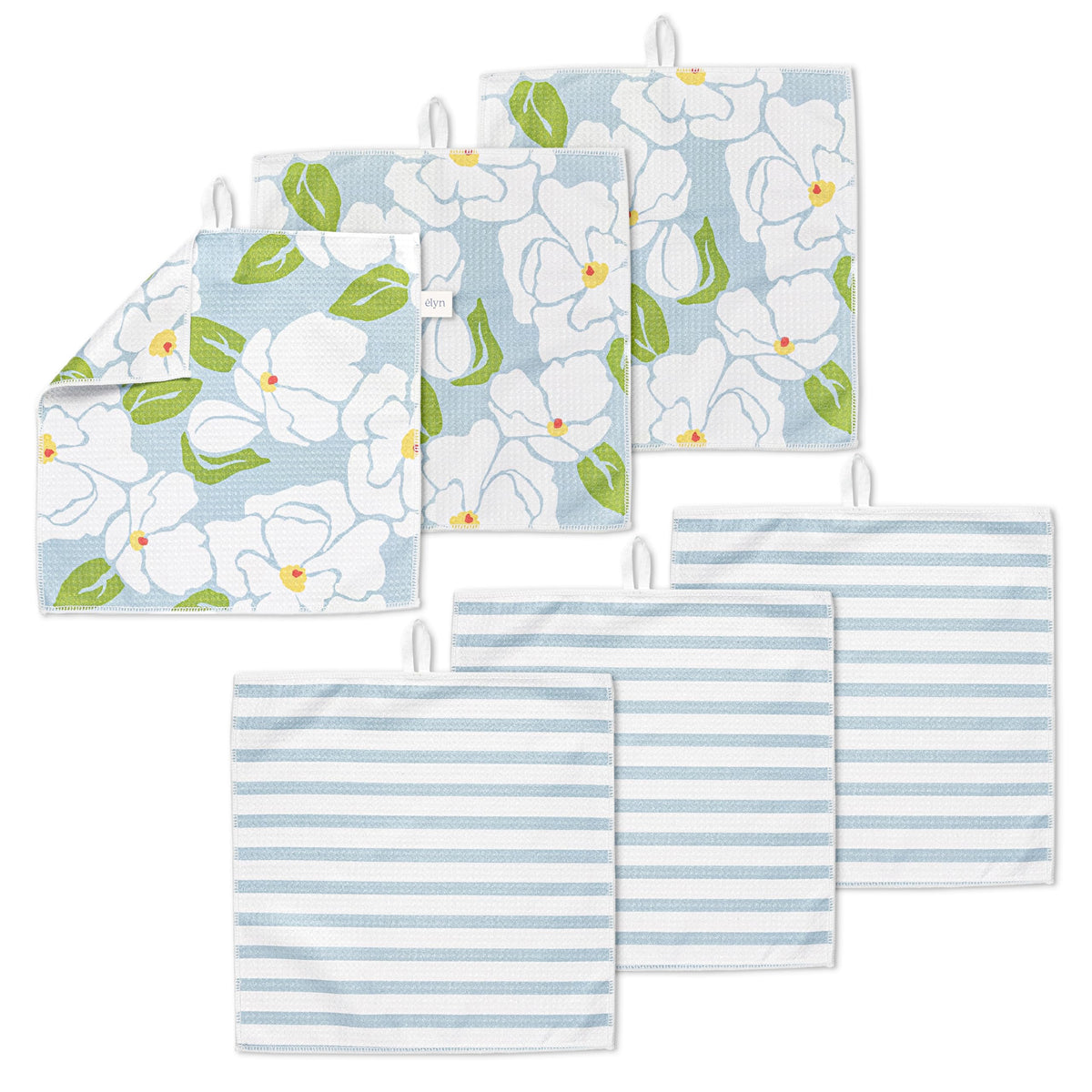 ELYN Microfiber Kitchen Dish Cloth Set, QuickDry & Absorbent Waffle Weave Cleaning Towels, Set of 6 Wash Cloths, Paper Towels &