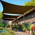 Shademart 7' X 11' Brown Sun Shade Sail Upf50 Rectangle Smtapr1016 Canopy Fabric Cloth Screen, Water And Air Permeable & Uv Resi