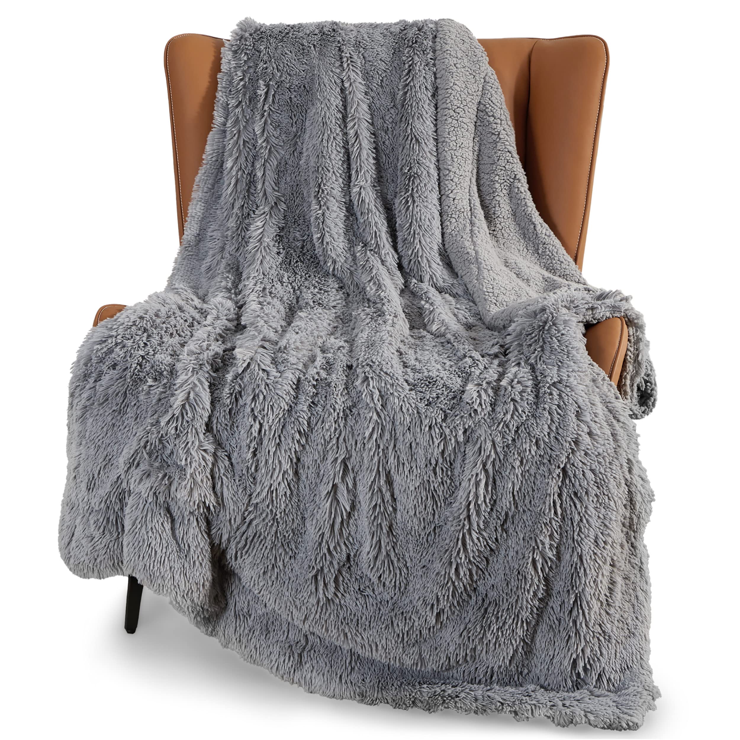 Bedsure Faux Fur Twin Blanket Light Grey - Fuzzy, Fluffy, And Shaggy Faux Fur, Soft And Thick Sherpa, Tie-Dye Decorative Gift, T