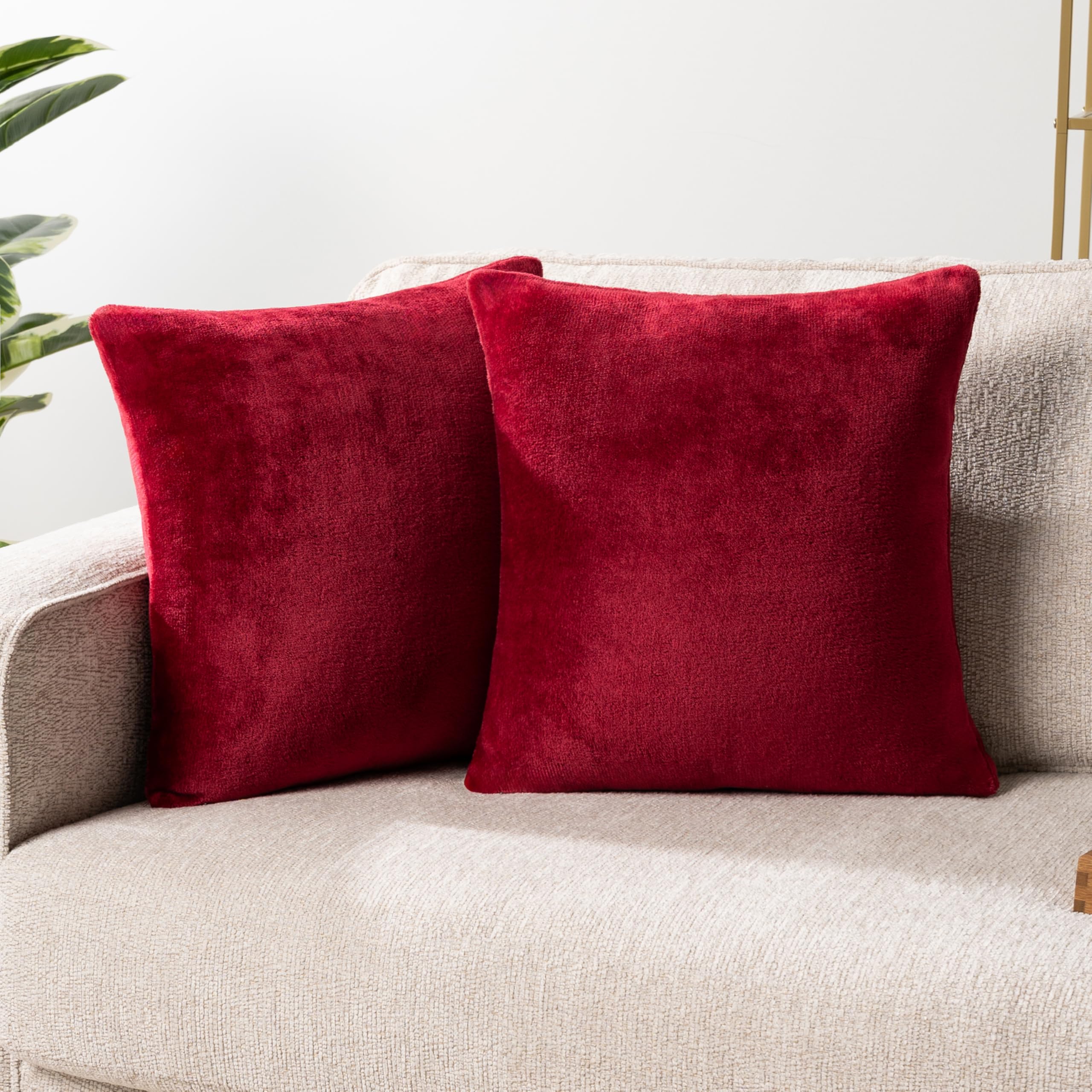 Pavilia Maroon Red Throw Pillow Covers 18X18 Set Of 2, Decorative Pillow Cases For Bed Sofa Couch, Boho Aesthetic Accent Decor C