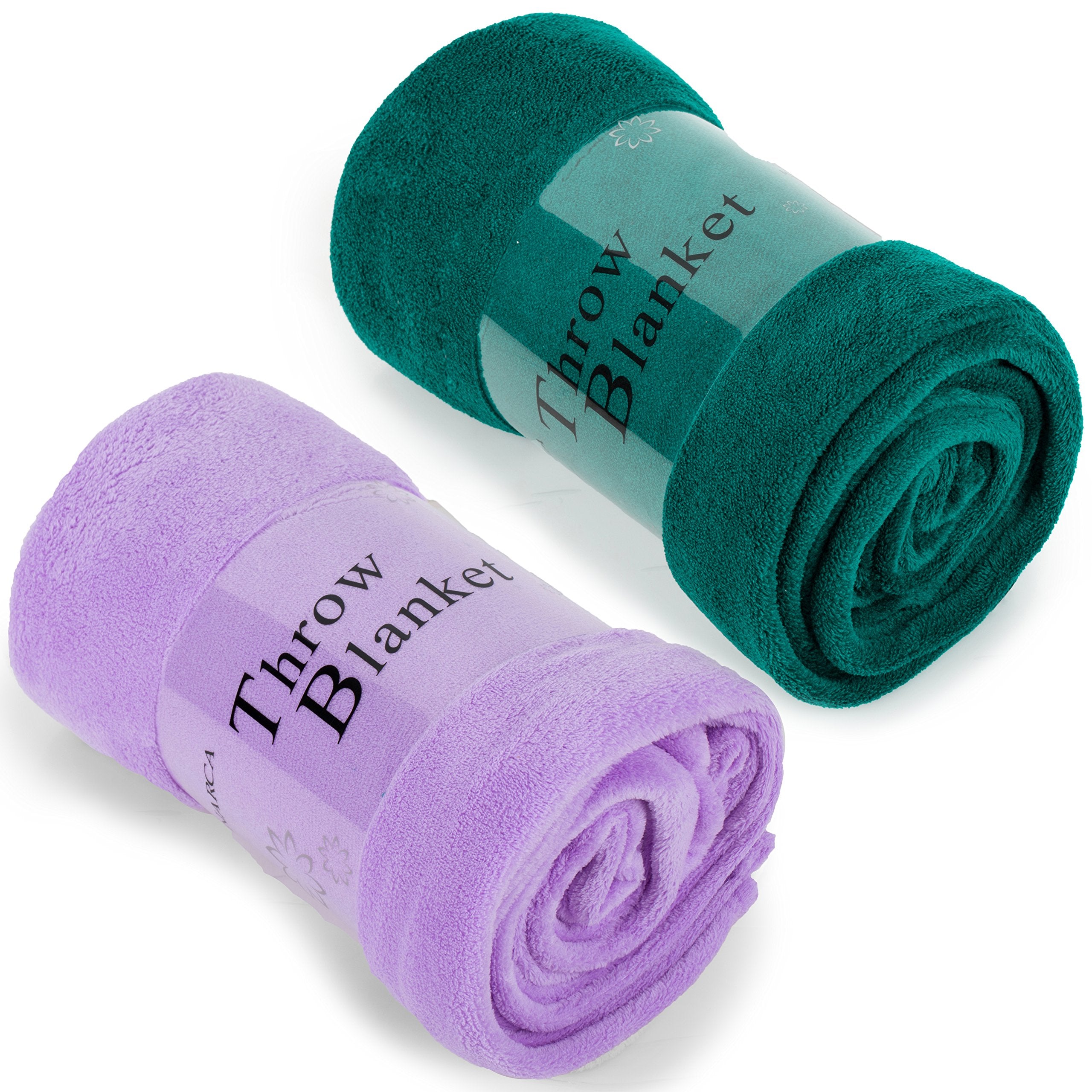 Jml Throw Blanket - Made Of Microfiber In 50'X60' - Portable, Compact And Multi-Purpose - Shawls And Wraps-2 Pack Violet&Teal