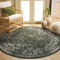SAFAVIEH Adirondack Collection Area Rug - 4 Round, Dark Green & Ivory, Oriental Distressed Design, Non-Shedding & Easy Care, Id