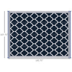 Outsunny Reversible Outdoor Rug, 9' X 12' Waterproof Plastic Straw Floor Mat, Portable Rv Camping Carpet, Large Floor Mat For Backyard, Deck, Picnic, Beach, Blue & White