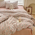 Boho Floral Duvet Cover Twin Soft Cotton Aesthetic Floral Bedding Sets French Style Pink Blue Flower Branches Duvet Cover Chic S