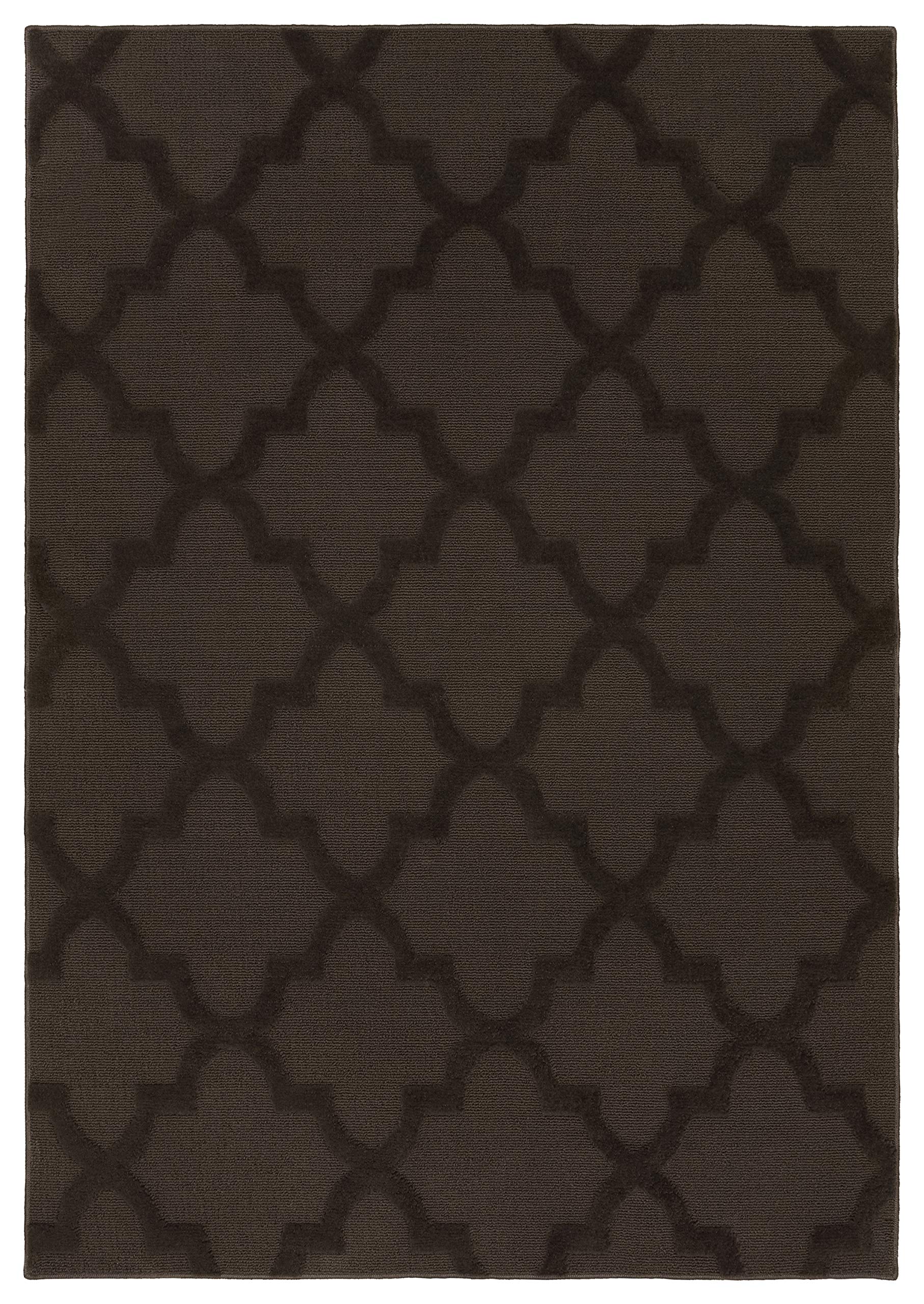 Garland Rug Quatro Mocha 6 x 9 Cut-Loop Trellis Area Rug -Soft, Comfortable, Stylish & Budget-Friendly Rug in a Beautiful Soli