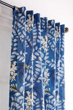 Maison D' Hermine 100% Cotton Curtain Feuillage Air Force Blue Two Panel Curtains For Living Rooms Bedrooms Offices Tailored Wit