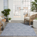 Nourison Versatile Indoor/Outdoor Denim Blue 5' X 7' Area Rug, Easy Cleaning, Non Shedding, Bed Room, Living Room, Dining Room, Deck, Backyard, Patio, High Traffic Area (5X7)