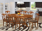 East West Furniture PLNA9-SBR-C 9 Piece Room Set Includes an Oval Wooden Table with Butterfly Leaf and 8 Linen Fabric Kitchen Dining Chairs, 42x78 Inch