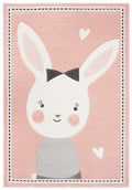 SAFAVIEH Carousel Kids Collection Accent Rug - 2 x 3, Pink & Ivory, Bunny Design, Non-Shedding & Easy Care, Ideal for High Tra