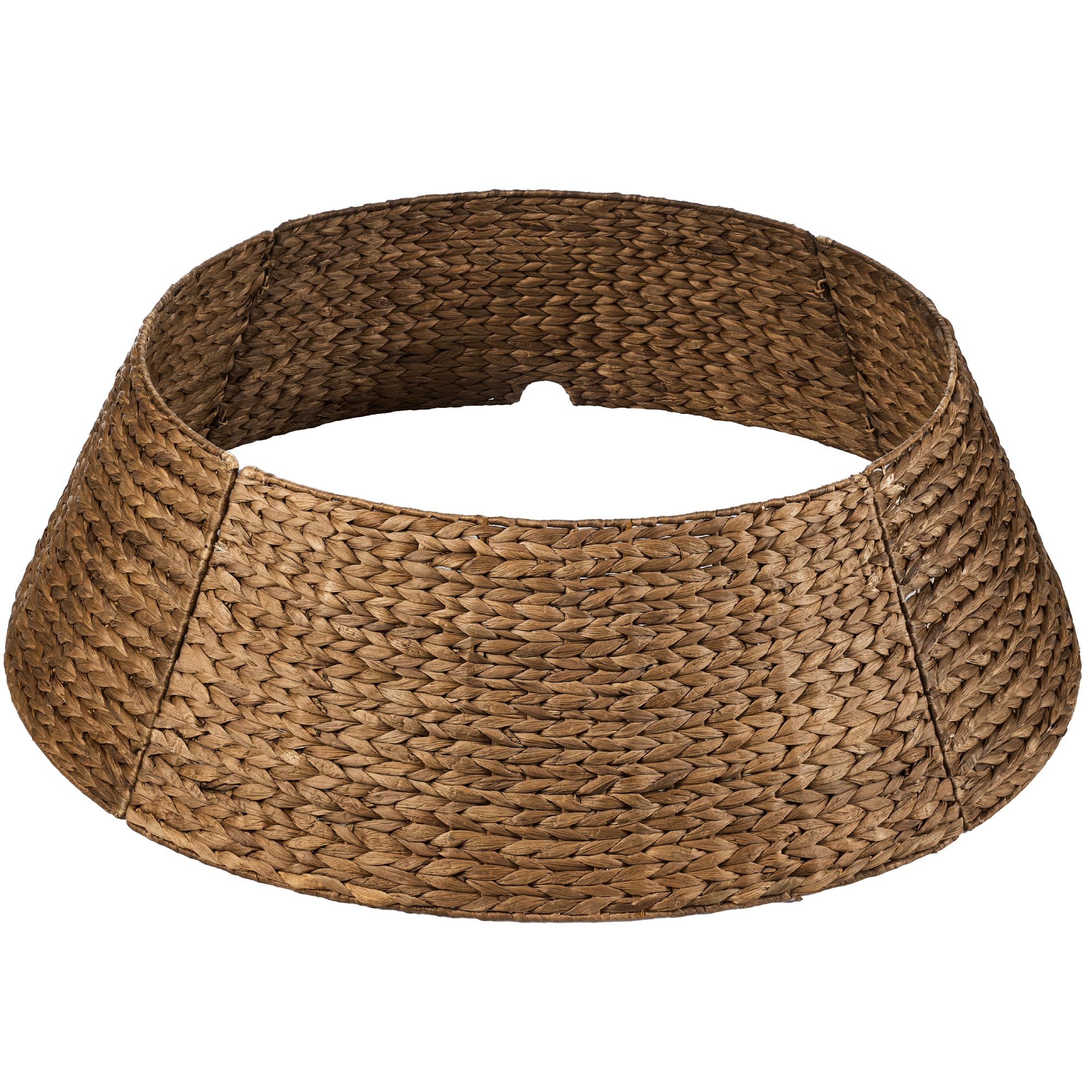 Best Choice Products 24in Christmas Tree Collar, Woven Hyacinth 3-Piece Holiday Rattan Tree Skirt Accessory for Home w/Cord Cut-