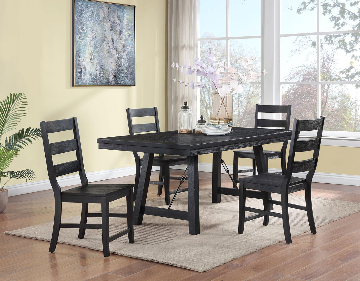 Coaster Home Furnishings Newport 5-Piece Rectangular Trestle Table Dining Set Black