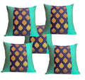 Pink Parrot Decorative Jacquard Pattern Polyester Cushion Cover (Multicolour, 12X12Inch)  Set Of 5