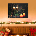 Banberry Designs Lighted Canvas Wine Print - Champagne Glasses And Confetti - Candles Glowing - 12'' H X 16'' L