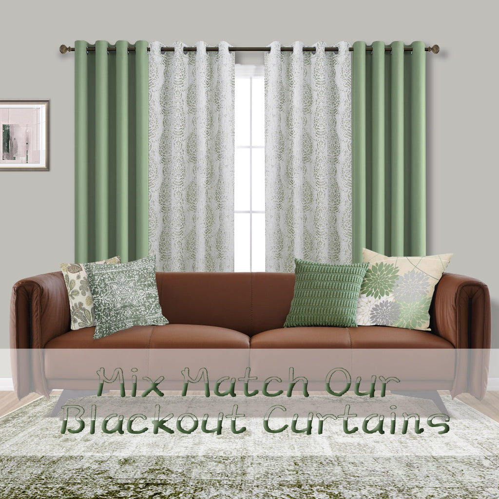 Sage Green Curtains 84 Inches Long For Living Room Light Filtering Distressed Damask Pattern Room Darkening Window Curtain Drapes For Bedroom,Set Of 2 Panels,Light Green And Greyish Cream 84 In Length