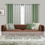 Mrs.Naturall Sage Green Curtains 52X92 Inches Long For Living Room 2 Panels Blackout Room Darkening Curtains