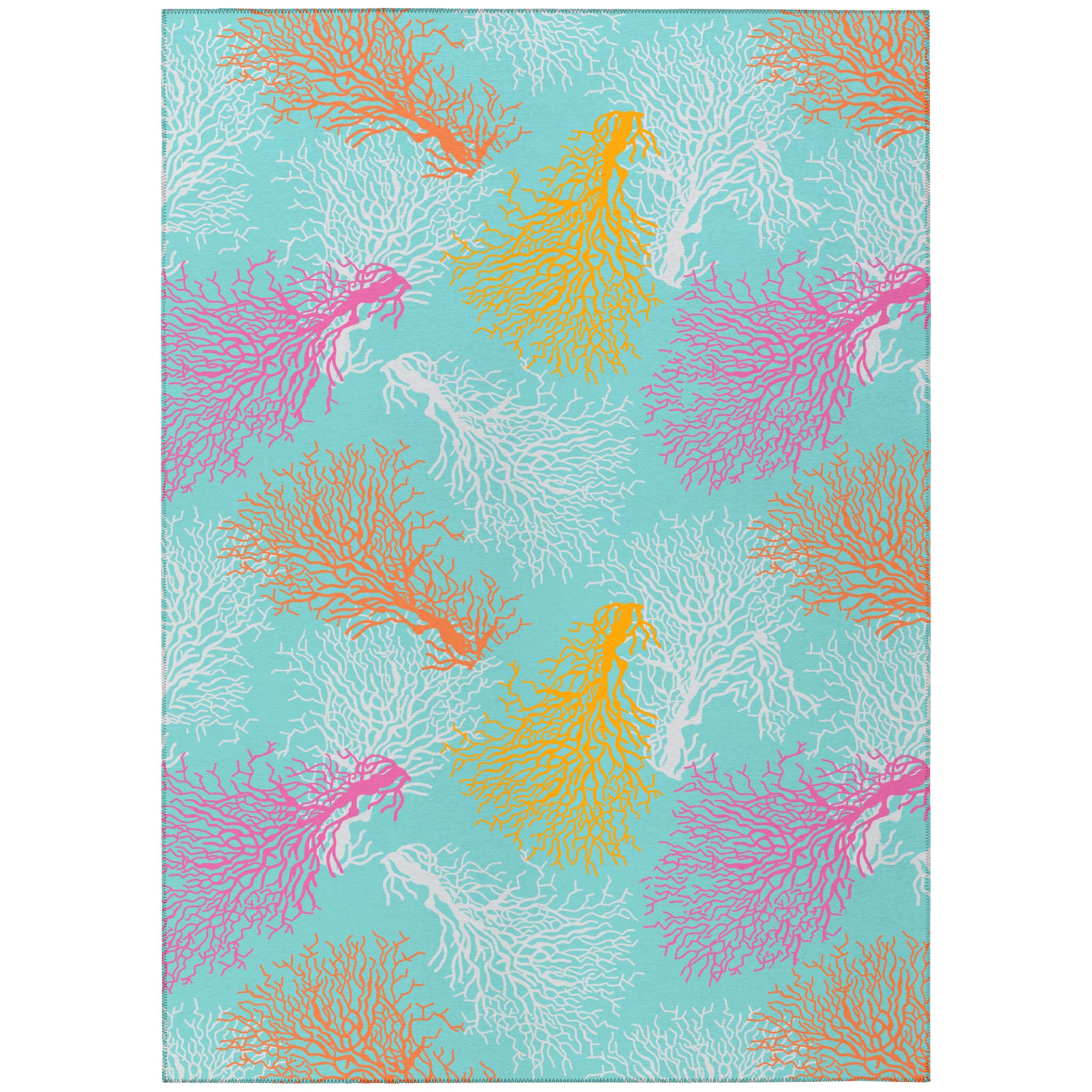 Addison Rugs Surfside Asr33 Aqua 8' X 10' Indoor Outdoor Area Rug, Easy Clean, Machine Washable, Non Shedding, Bedroom, Living Room, Dining Room, Kitchen, Patio Rug