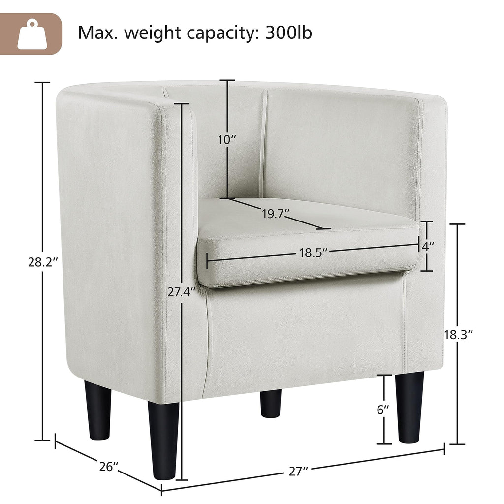Yaheetech Velvet Accent Chair, Modern And Comfortable Armchairs, Upholstered Barrel Sofa Chair For Living Room Bedroom Waiting Room, Beige, 2Pcs
