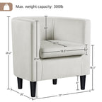 Yaheetech Velvet Accent Chair, Modern And Comfortable Armchairs, Upholstered Barrel Sofa Chair For Living Room Bedroom Waiting Room, Beige, 2Pcs