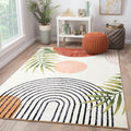 RoomTalks Mid Century Modern Washable Rug, Boho Cute Aesthetic 5x7 Area Rugs for Bedroom Dining Living Room Kitchen, Abstract Tr