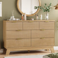 Fluted Dresser for Bedroom with 7 Drawers, 48 Wide Modern Chest of Drawers with Metal Handle, Wood Dresser TV Stand, Wooden Clos