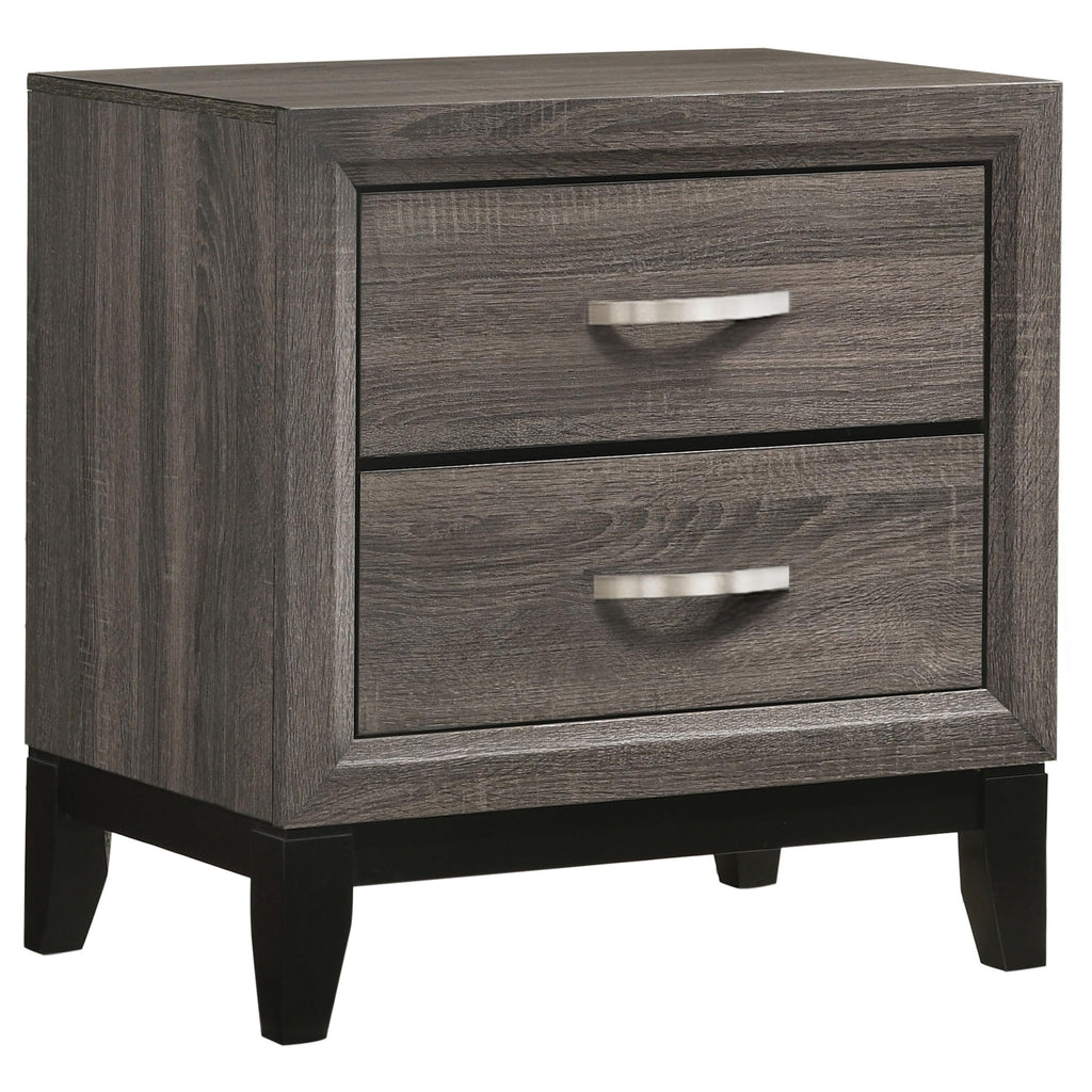 Simple Relax 4 Piece Wooden Eastern King Bedroom Set in Grey Oak and Black
