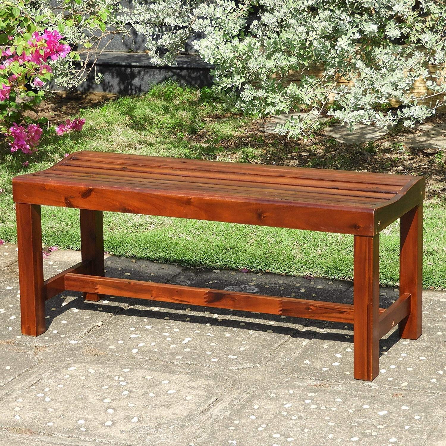 International Caravaninternational Caravan Highland Acacia Americana 55-Inch Backless Bench With Contoured Seat