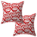 Stylo Culture Decorative Cotton Cushion Covers For Sofa 16X16 Inch Kantha Embroidered Red Drawing Room Decor Ikat Traditional Sq