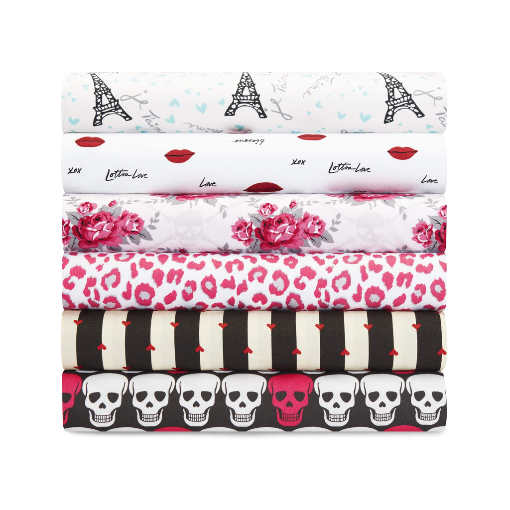 Betsey Johnson - King Bed Sheets, Soft & Lightweight Bedding, Fade & Wrinkle Resistant (Skull Rose Trellis, King)