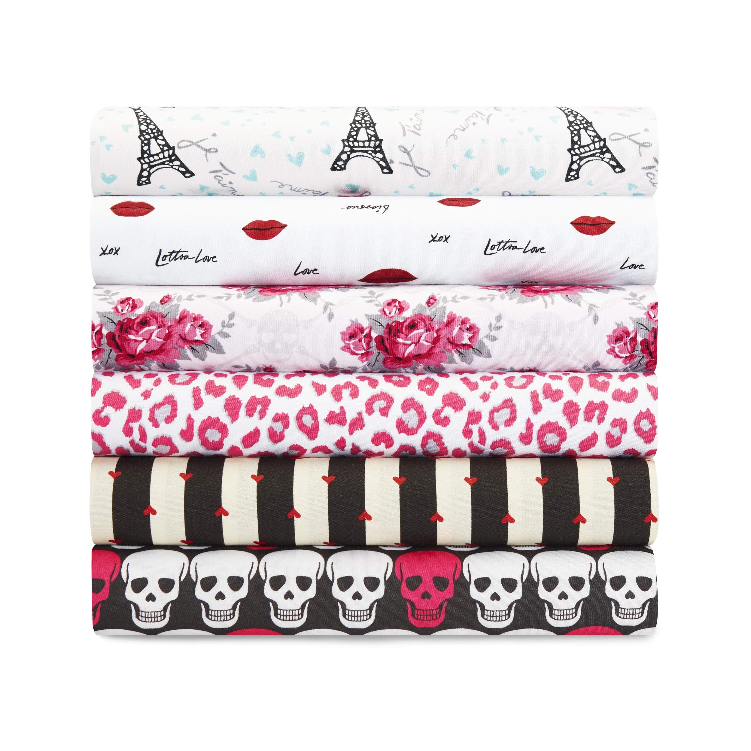 Betsey Johnson - King Bed Sheets, Soft & Lightweight Bedding, Fade & Wrinkle Resistant (Skull Rose Trellis, King)