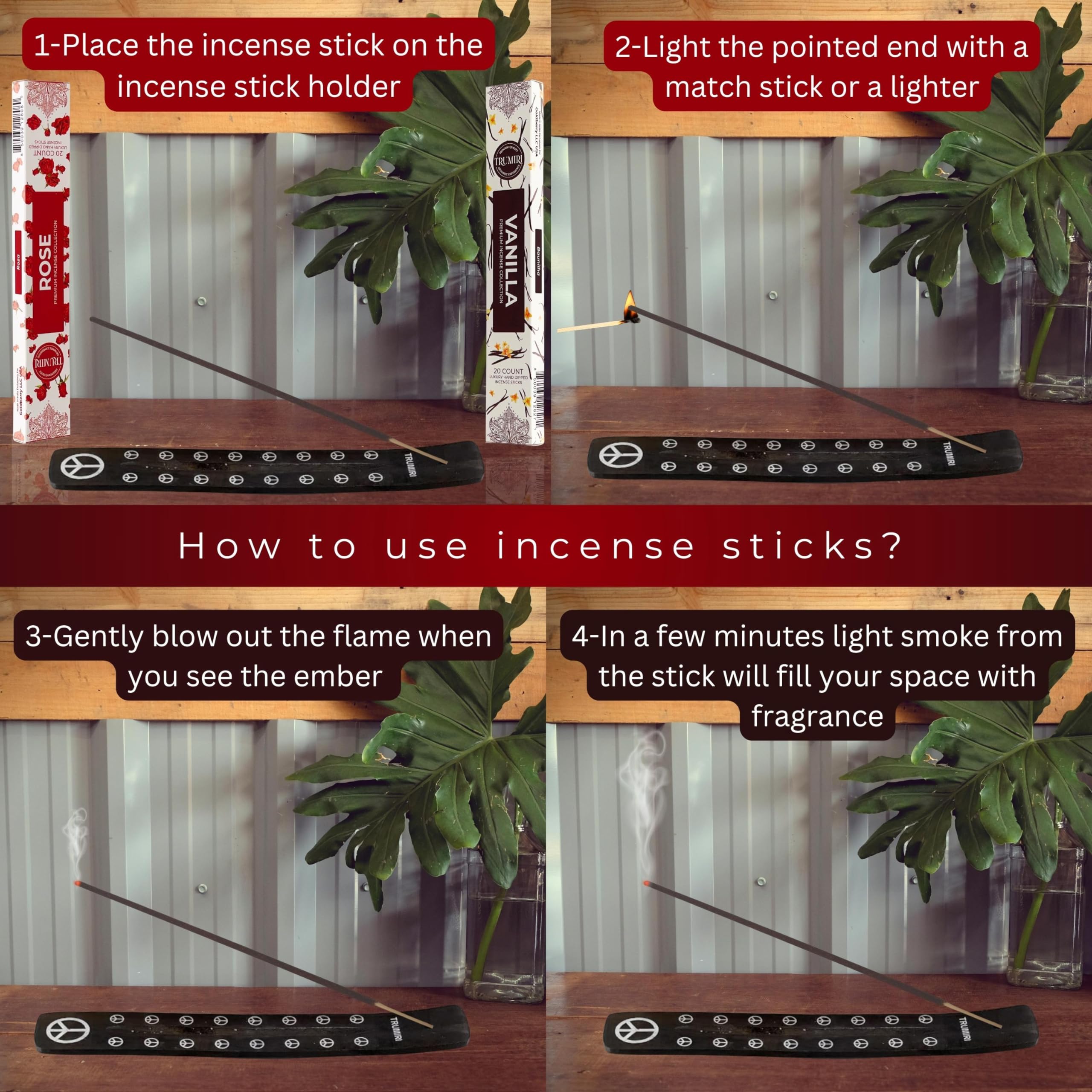 Trumiri Incense Sticks - Combo Pack Of 40 Insence-Sticks - 20 Vanilla + 20 Rose - Insenses - Insents - Incents - Inscense - Ince