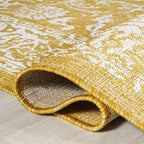 Jonathan Y Smb100E-210 Tela Bohemian Textured Weave Floral Indoor Outdoor Area Rug, Coastal Traditional Transitional Easy Cleaning,Bedroom,Kitchen,Backyard,Patio,Non Shedding 2 X 10, Yellow/Cream