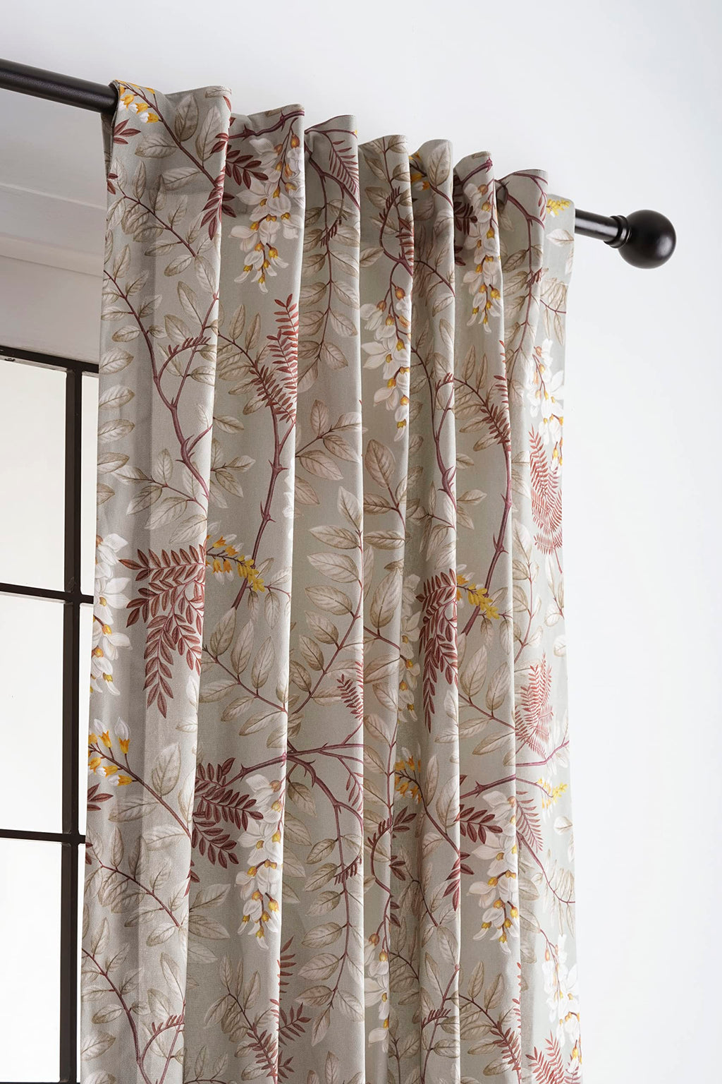 Maison D' Hermine 100% Cotton Curtain Feuillage Light Taupe One Panel Curtain For Living Rooms Bedrooms Offices Tailored With A