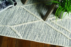 HomeRoots Polyester 12'x15' Ivory Grey Machine Woven Geometric Indoor Area Rug