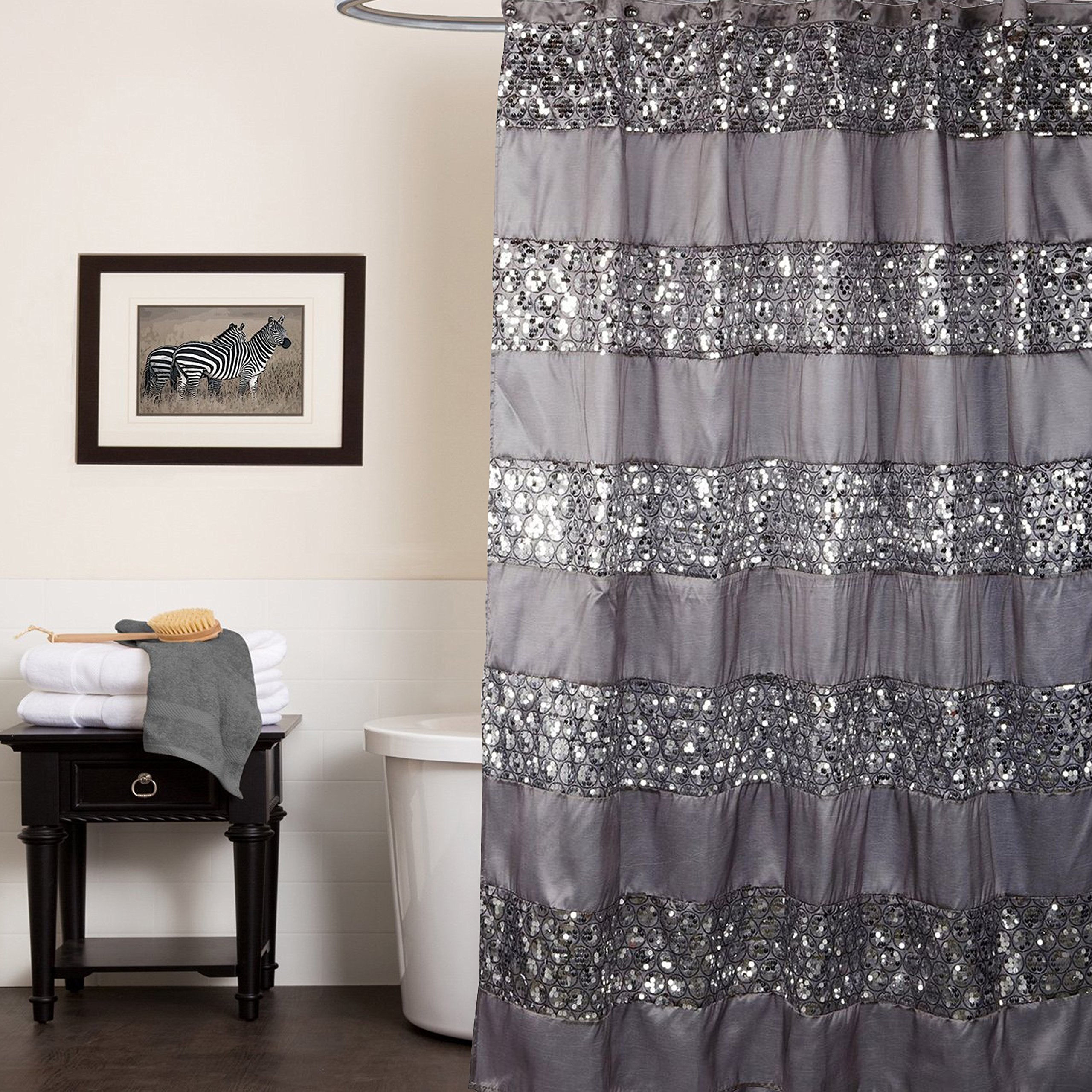 Sweet Home Collection - Sinatra-Sc Popular Bath Collection Bathroom Shower Curtain, 0, Sinatra Silver