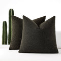 Romandeco Boucle Decorative Throw Pillow Covers For Couch Set Of 2, 24X24 Inches, Dark Coffee