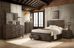 Coaster Home Furnishings Woodmont Farmhouse 5-Piece Bedroom Set Eastern King Size Storage Panel Bed Frame 54-inch Headboard Rustic Golden Brown 222631KE-S5