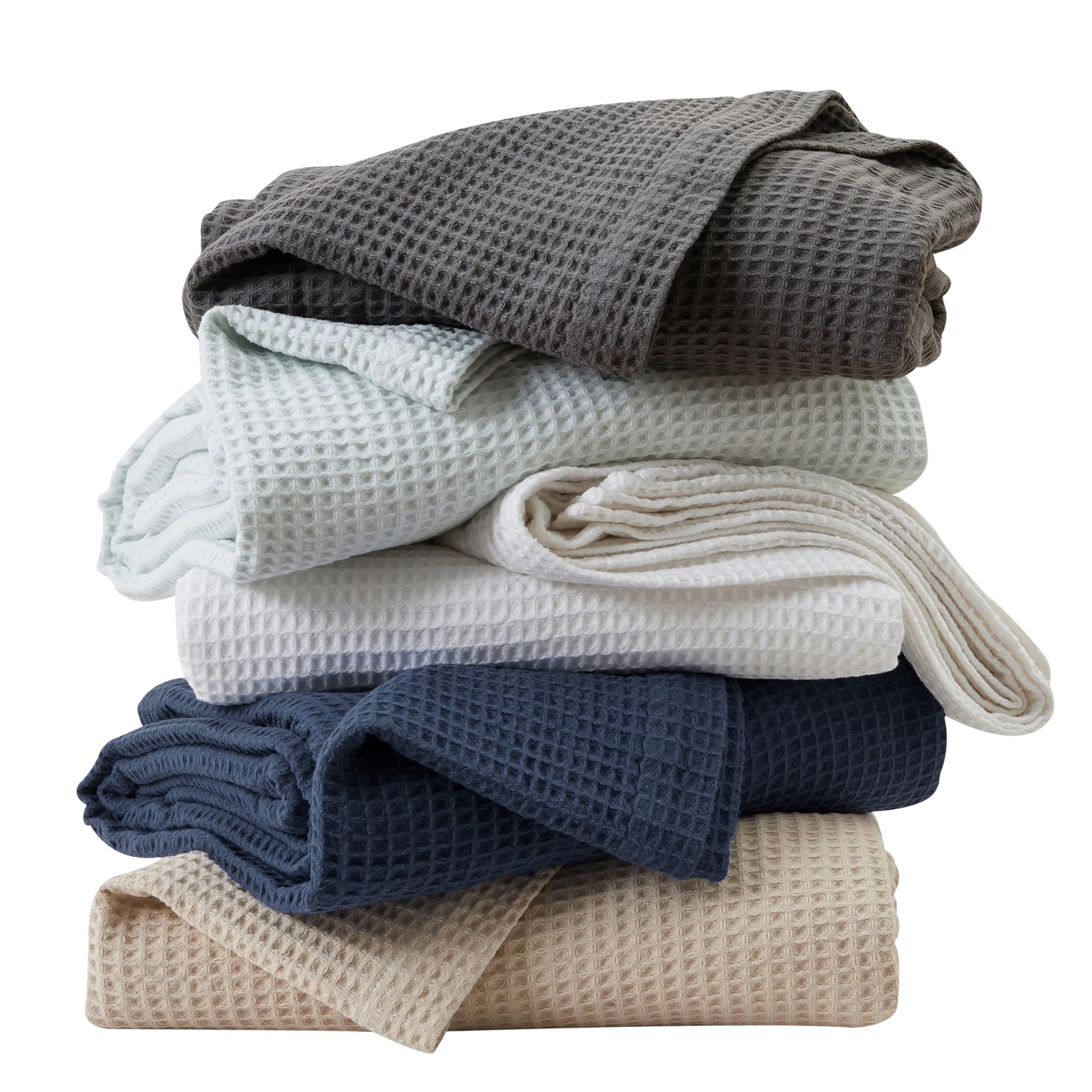 Great Bay Home 100% Waffle Weave Blanket King (102' X 90') Size, Lightweight, Supersoft, All Seasons Textured Blanket Throw Fo