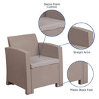 Flash Furniture Seneca Light Gray Faux Rattan Chair with All-Weather Light Grey Cushion