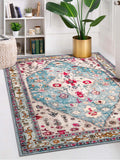 Lahome Boho Tribal Area Rug - 5x7 Aqua Large Rugs for Bedroom Washable Rug for Living Room, Distressed Soft Non Slip Indoor Thro