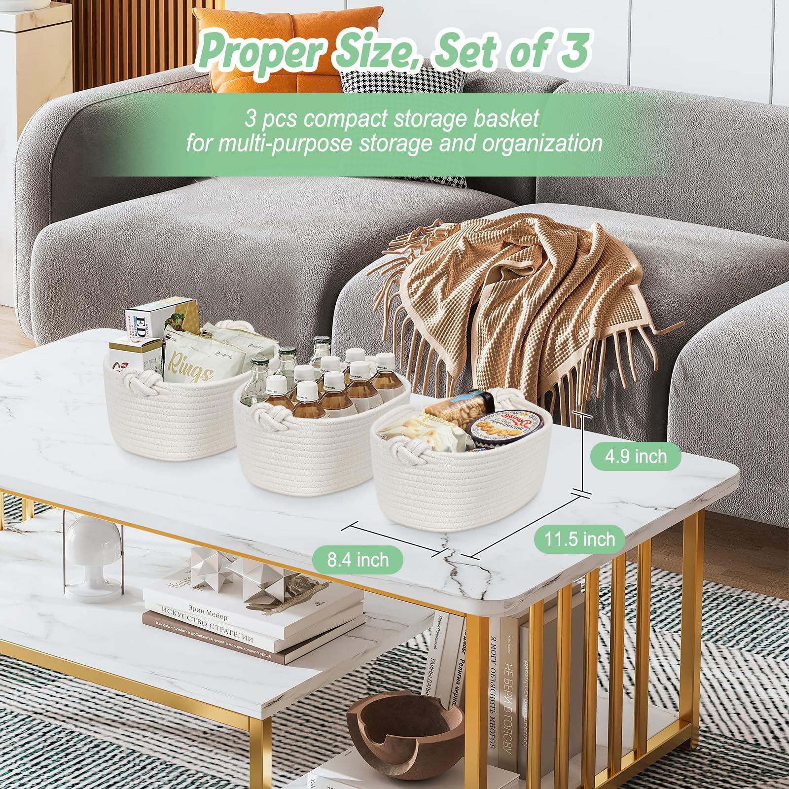 Small Rope Baskets For Organizing - Off White Storage Basket - Cotton Rope Organizer Basket - Cute Toy Basket - Empty Gift Baske