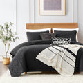 Roaringwild Black King Size Quilt Bedding Sets With Pillow Shams, Lightweight Soft Bedspread Coverlet, Quilted Blanket Thin Comf