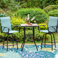Mfstudio 3 Piece Outdoor High Top Bar Set, Bar Height Table And Chairs For Patio, Waterproof Bar Height Bistro Set For 2,Light Blue