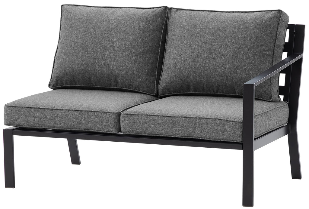 Crosley Furniture Clark Outdoor Sectional Right Side Loveseat, 2-Person Patio Couch For Deck, Backyard, Matte Black With Charcoal Cushions