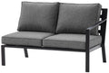 Crosley Furniture Clark Outdoor Sectional Right Side Loveseat, 2-Person Patio Couch For Deck, Backyard, Matte Black With Charcoal Cushions
