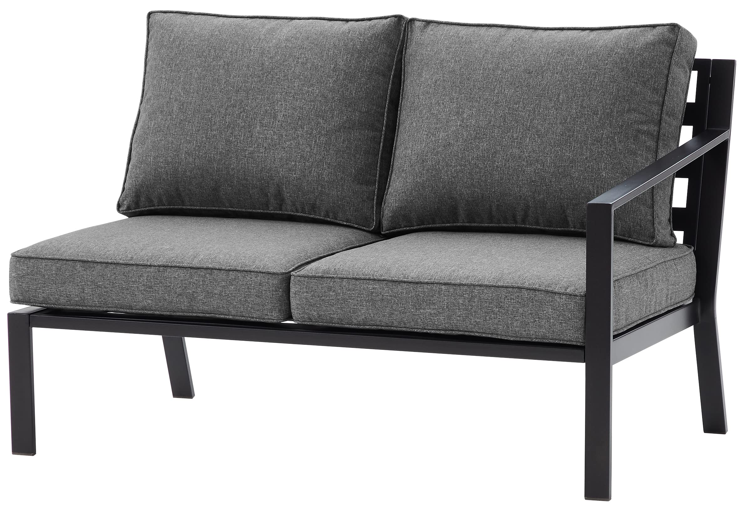 Crosley Furniture Clark Outdoor Sectional Right Side Loveseat, 2-Person Patio Couch For Deck, Backyard, Matte Black With Charcoal Cushions