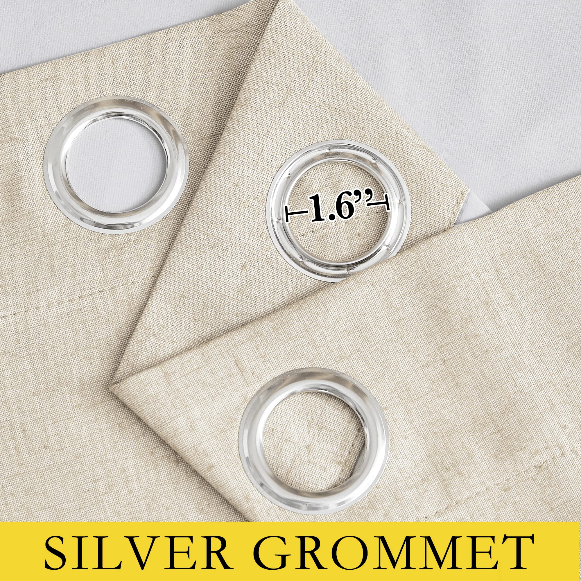 Nicetown 100% Absolutely Blackout Linen Curtains With Thermal Insulated White Liner, 52' Wide, 2 Panels, 84 Inches Long Drapes, Grommet Retro Beige Linen Curtains Vertical Drapes Privacy For Bedroom