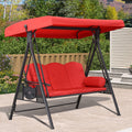 Purple Leaf 3-Seat Outdoor Patio Porch Swing With Adjustable Tilt Canopy, Cushions And Pillow Included, Terra