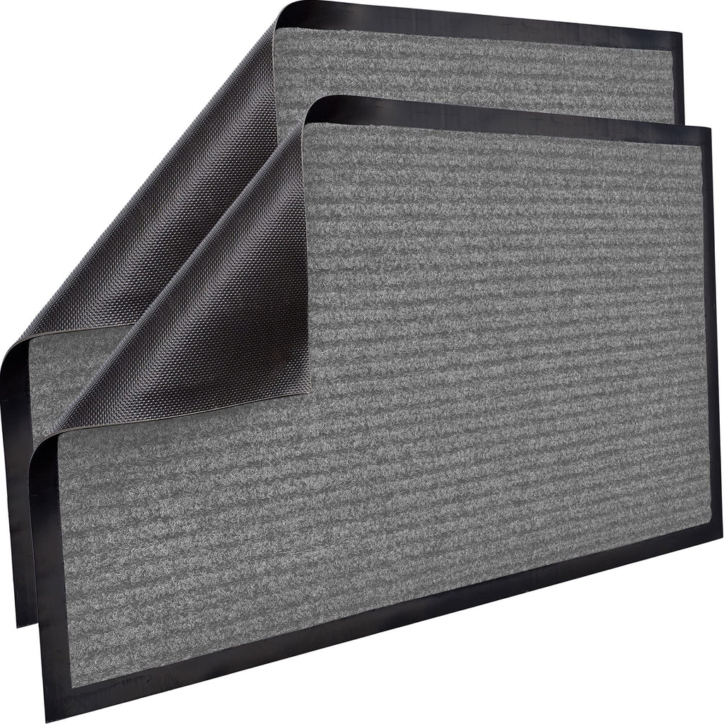 Sierra Concepts 2-Pack Front Door Mat - Large 36 X 24 Welcome Indoor Outdoor Entryway Mats For Shoe Scraper, Ideal For Inside Outside High Traffic Area, Gray