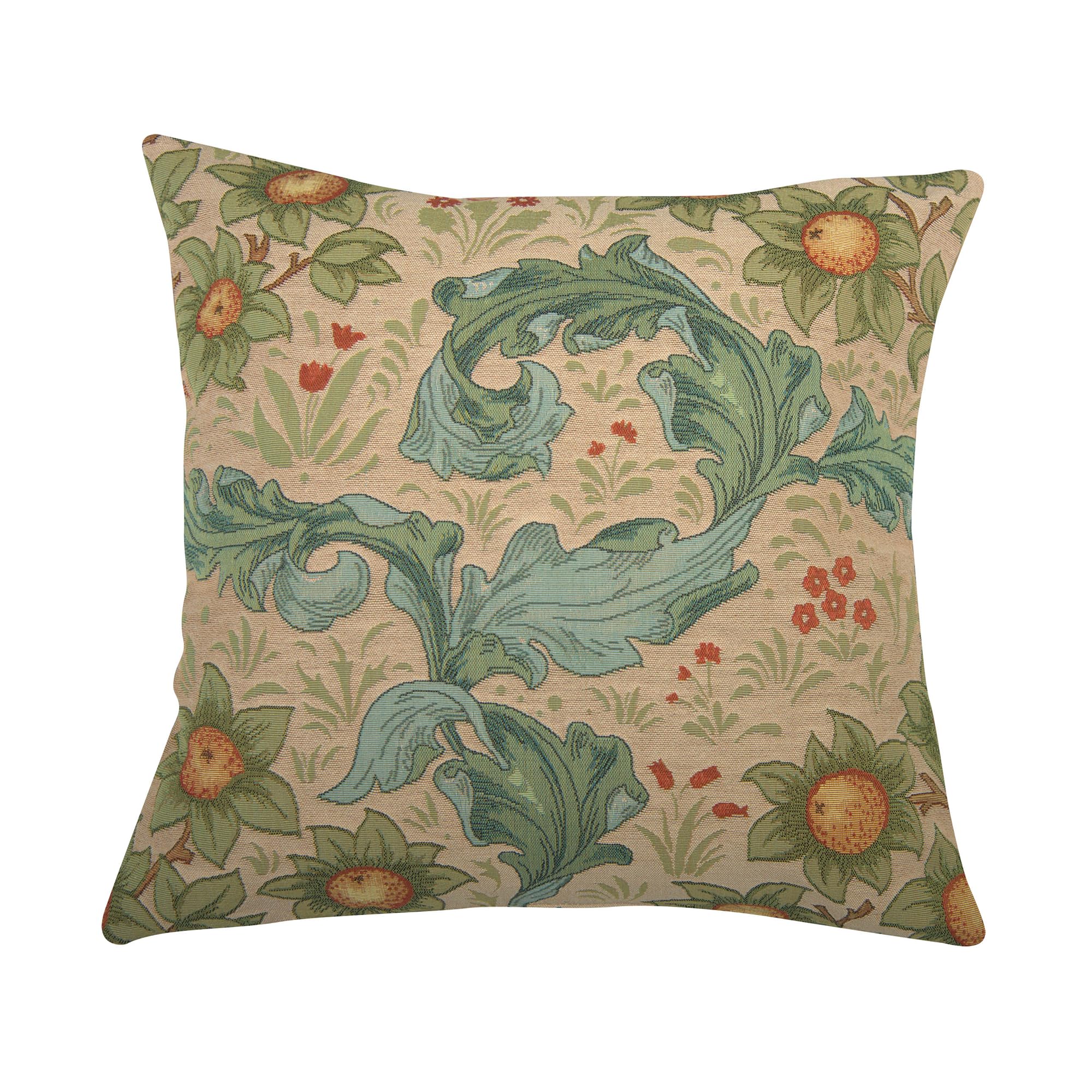 Charlotte Home Furnishings Inc. Arabesques W/Orange Tree Light Square Throw Pillow Cover - 19 X 19 Decorative Boho Cushion Cotto